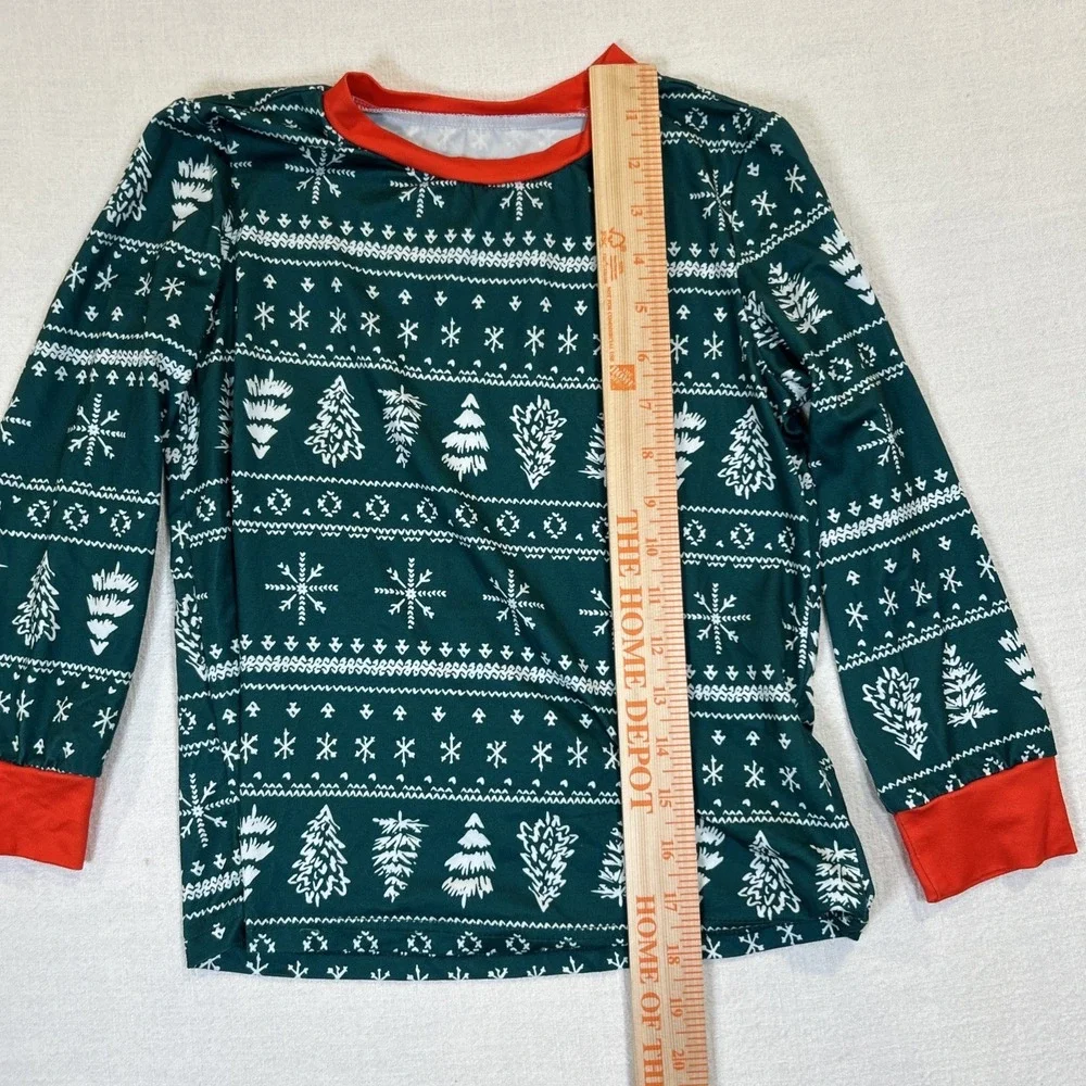 Kids Christmas Pajama Set Green Red Christmas Tree Holiday Snowflake 7T